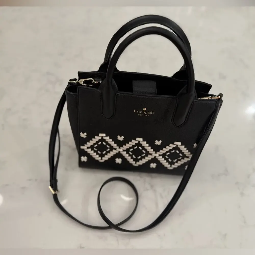 Kate Spade New York Flynn Street Black Small Meriweather Satchel Crossbody